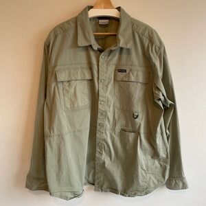 Columbia Men's Long Sleeve Button Up Shirt Utility‎ Pockets Green XXL Sporting